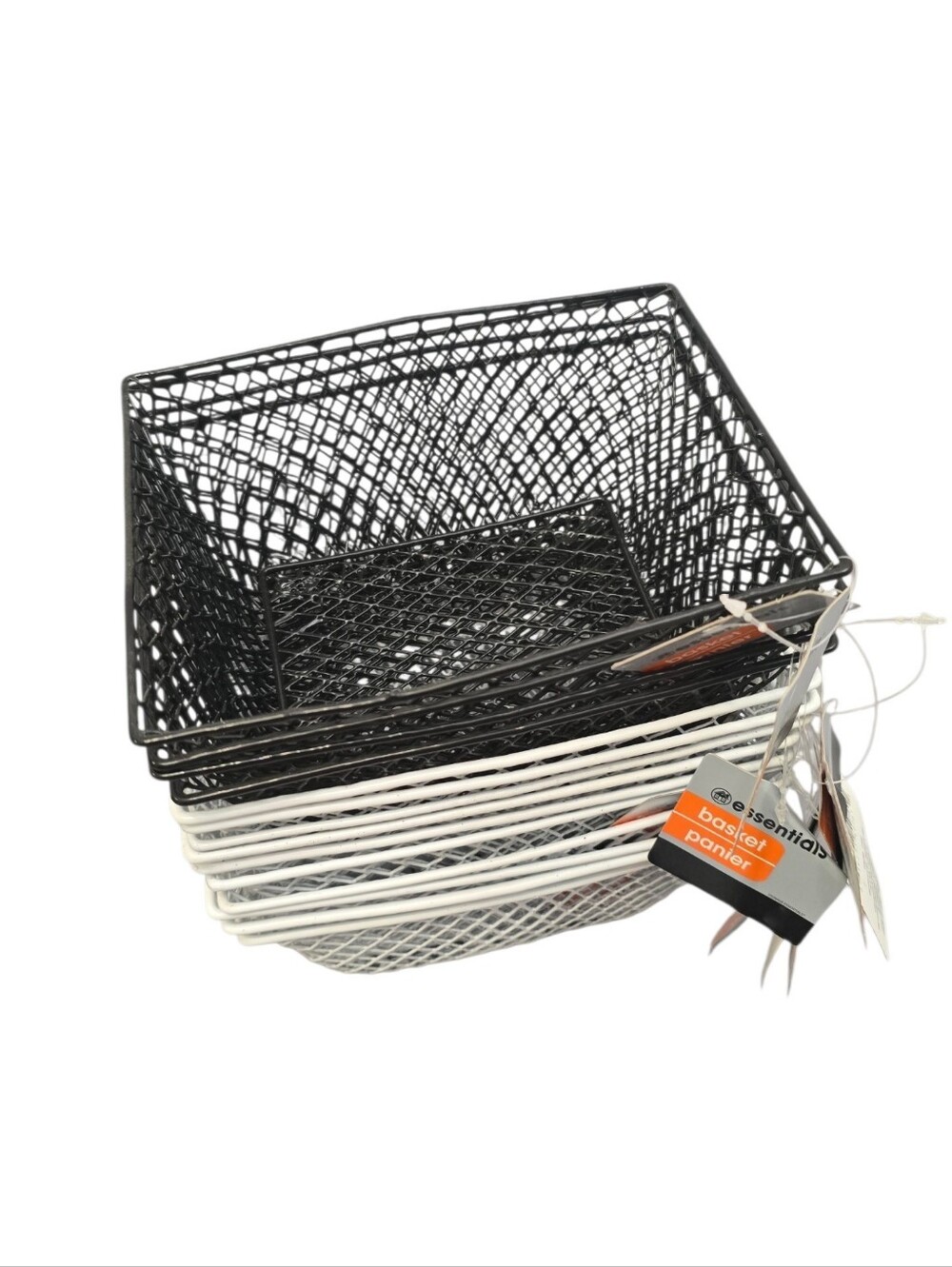 Essentials Black and White Wire Storage Baskets (Set)